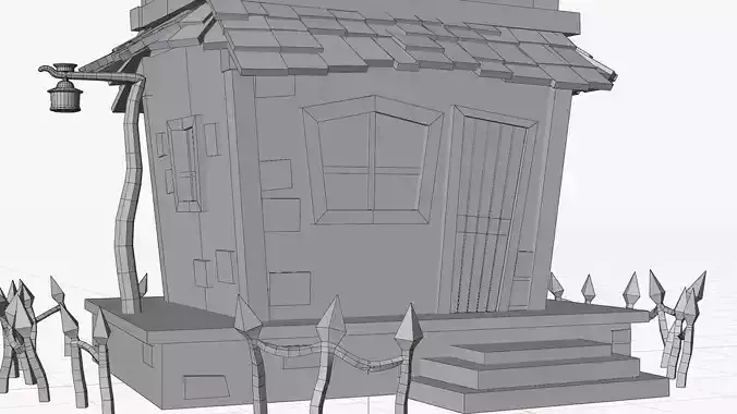 Stylized Cartoon hounted House 3D Model Low-poly 3D model 5