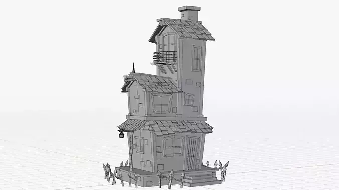 Stylized Cartoon hounted House 3D Model Low-poly 3D model 7