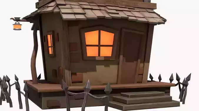 Stylized Cartoon hounted House 3D Model Low-poly 3D model 4