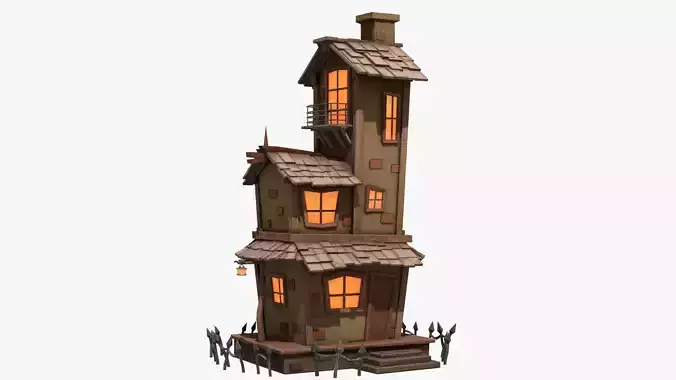 Stylized Cartoon hounted House 3D Model Low-poly 3D model 6