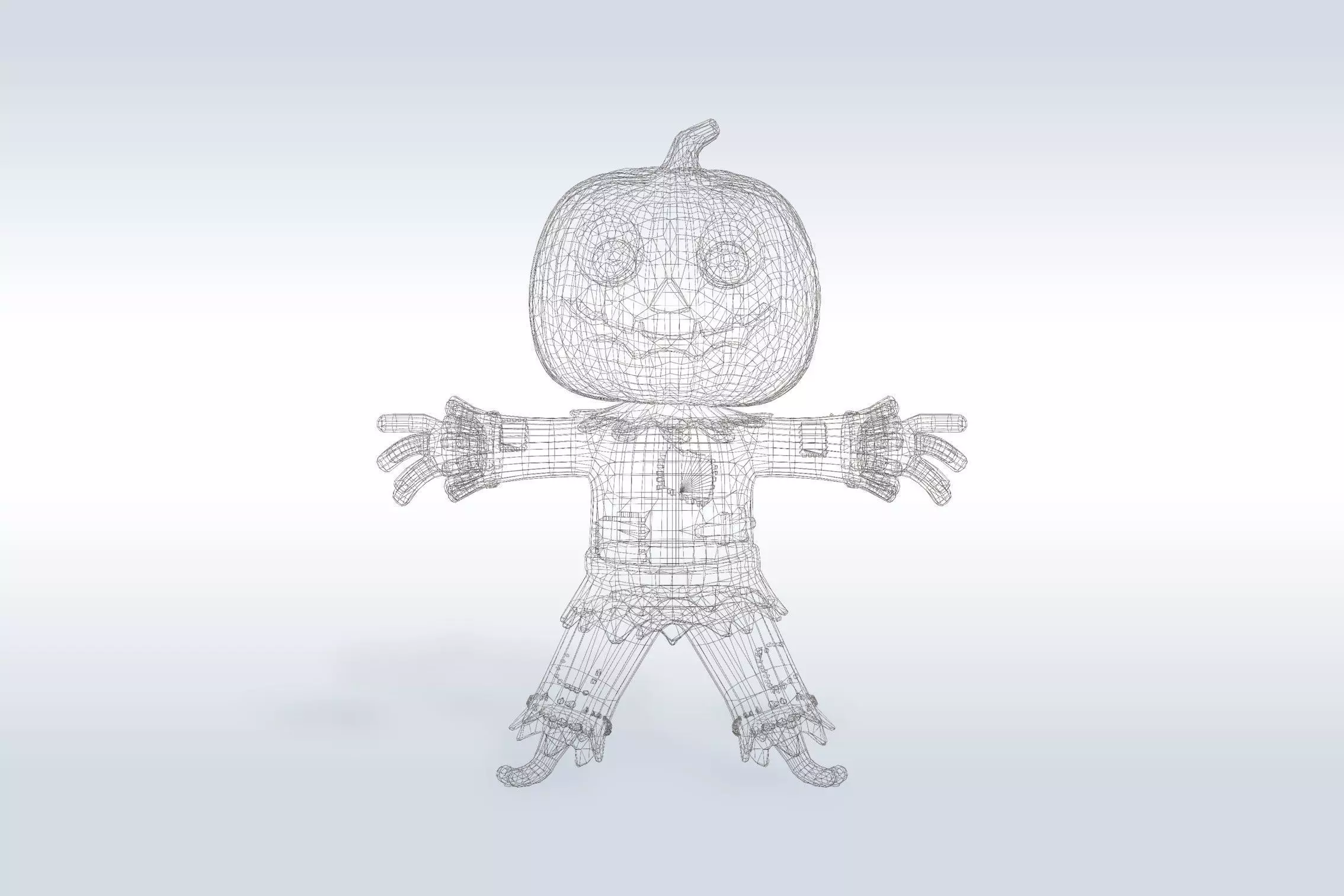 Scarecrow Pumpkin 3D Character Model with Halloween 3D model_1