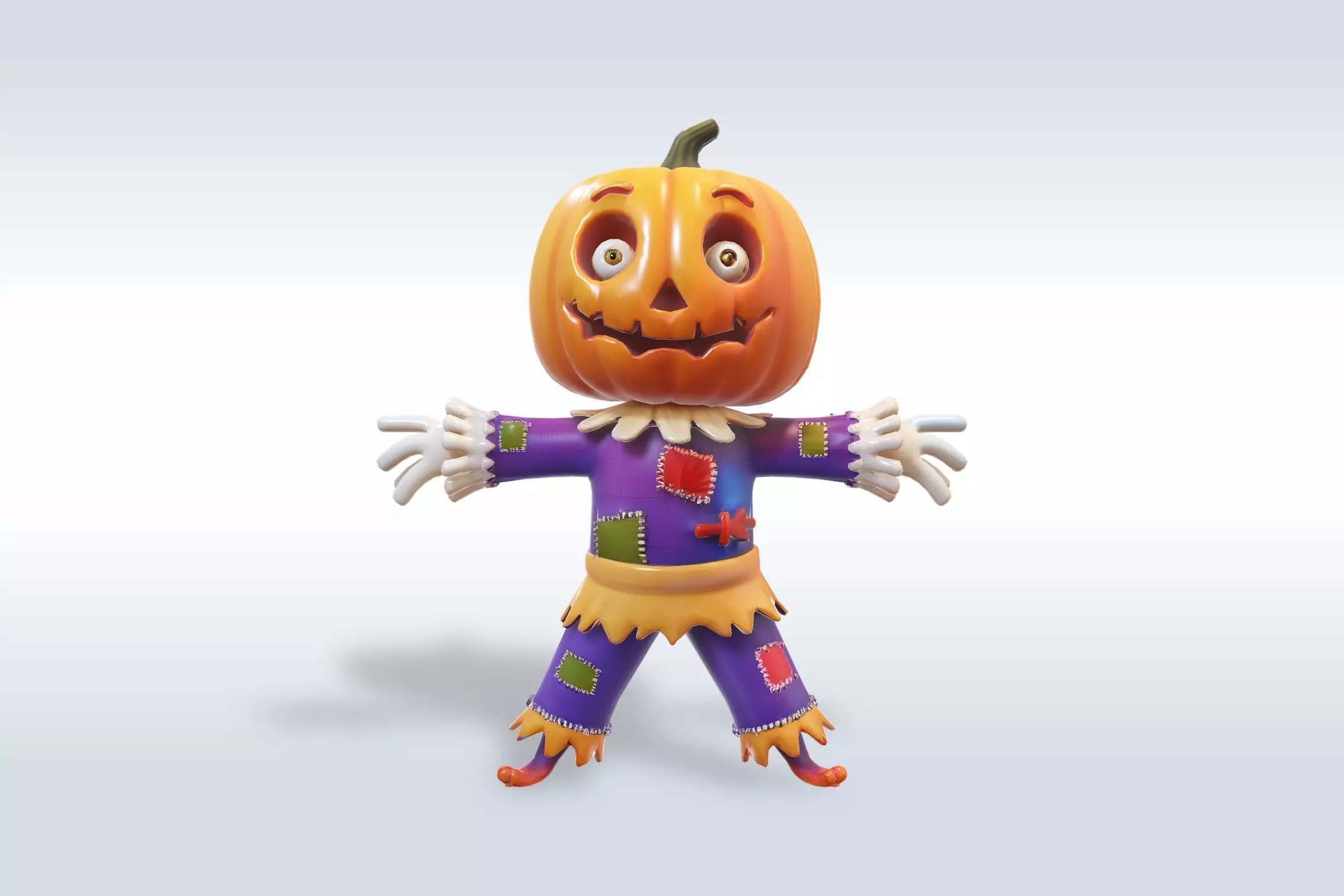 Scarecrow Pumpkin 3D Character Model with Halloween 3D model_0