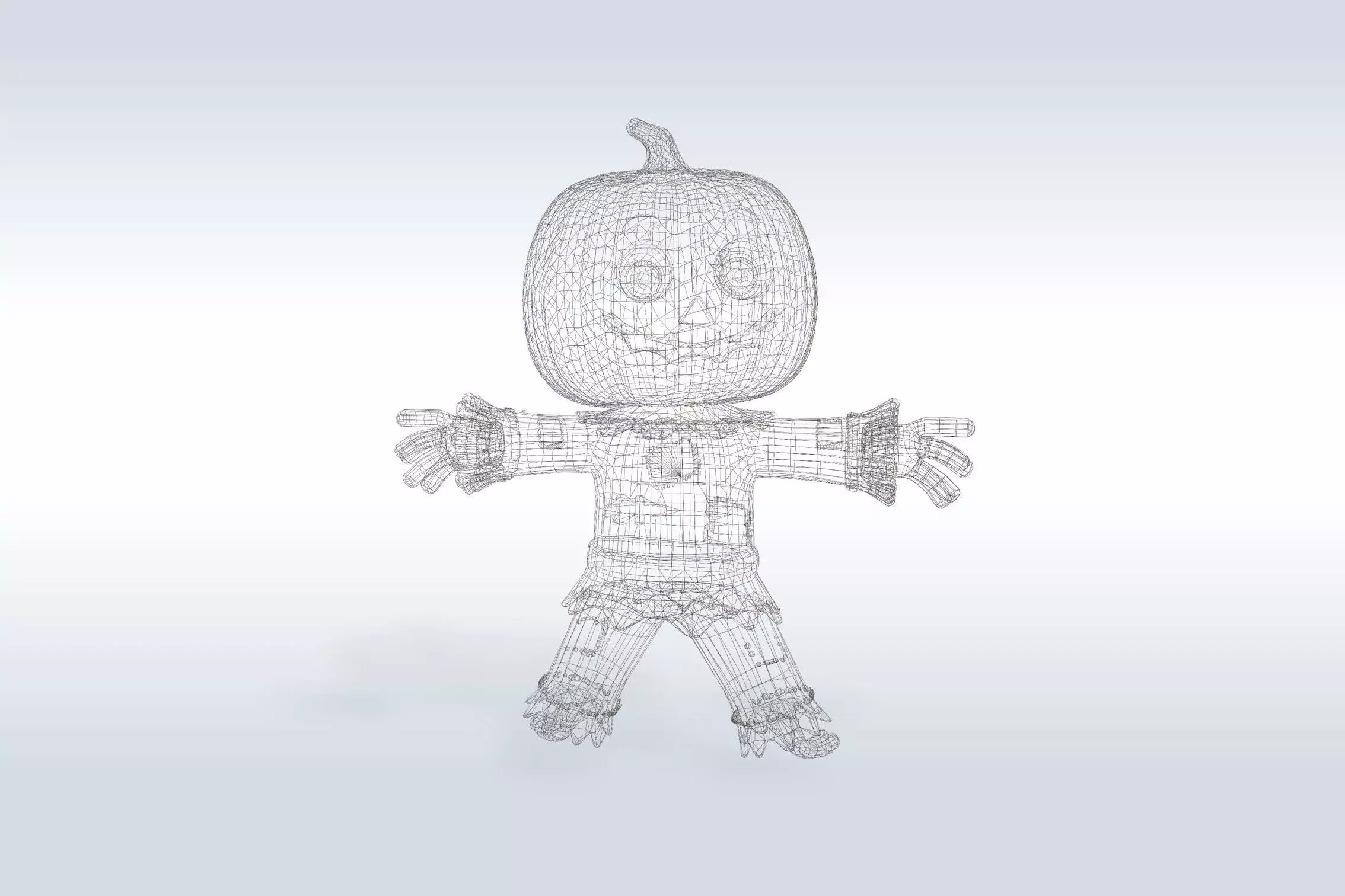 Scarecrow Pumpkin 3D Character Model with Halloween 3D model_9