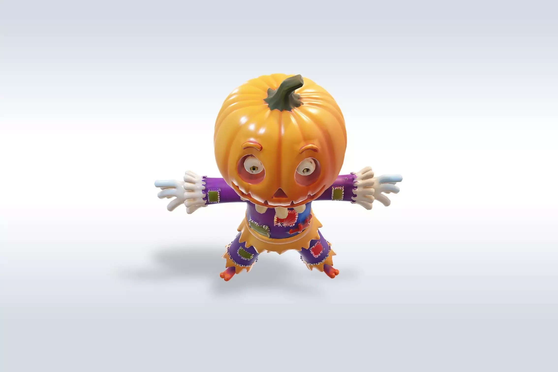 Scarecrow Pumpkin 3D Character Model with Halloween 3D model_6