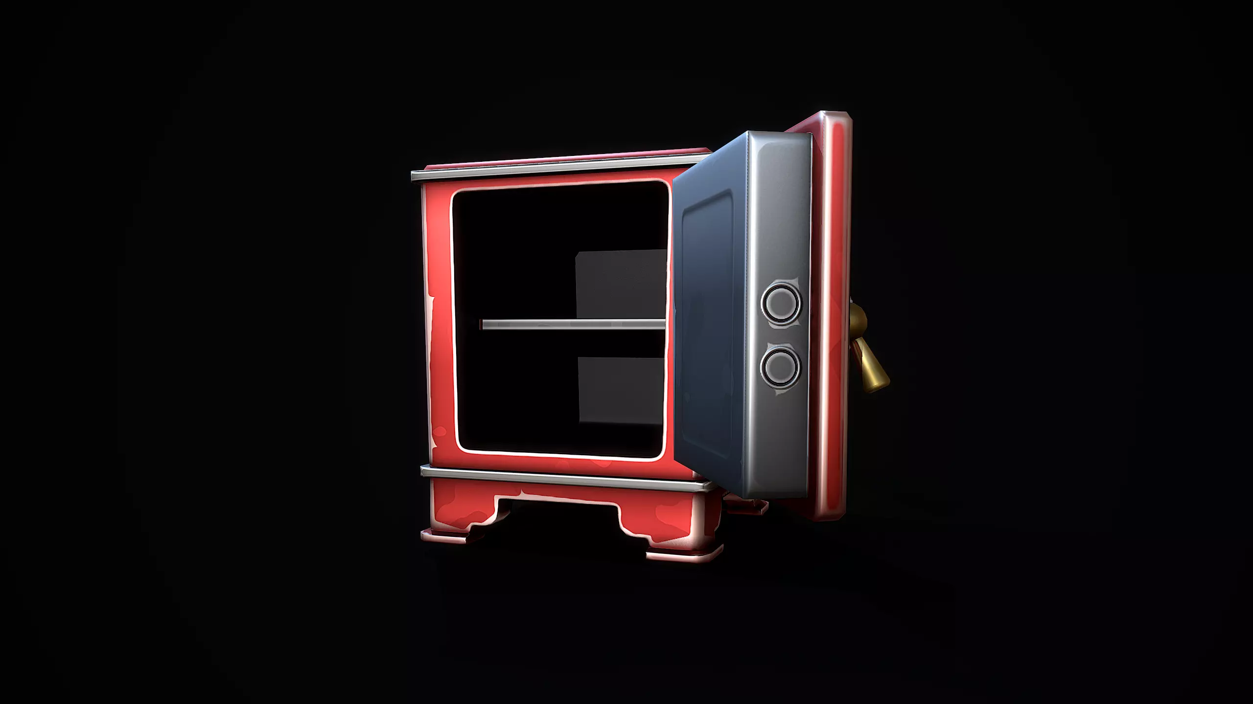 Stylized Retro Safe Low-poly 3D model_9
