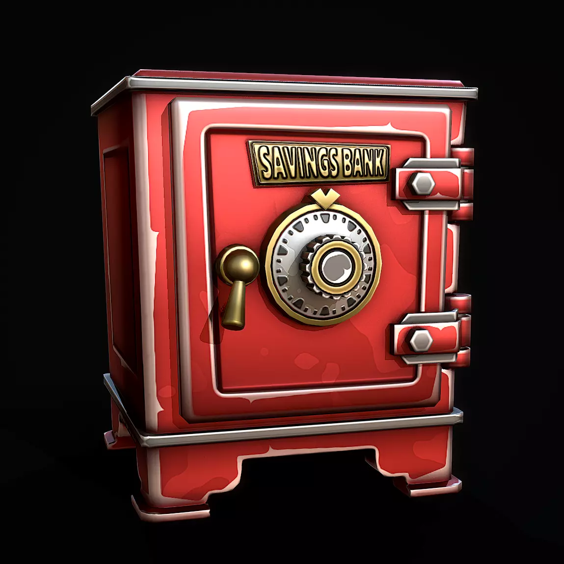 Stylized Retro Safe Low-poly 3D model_0