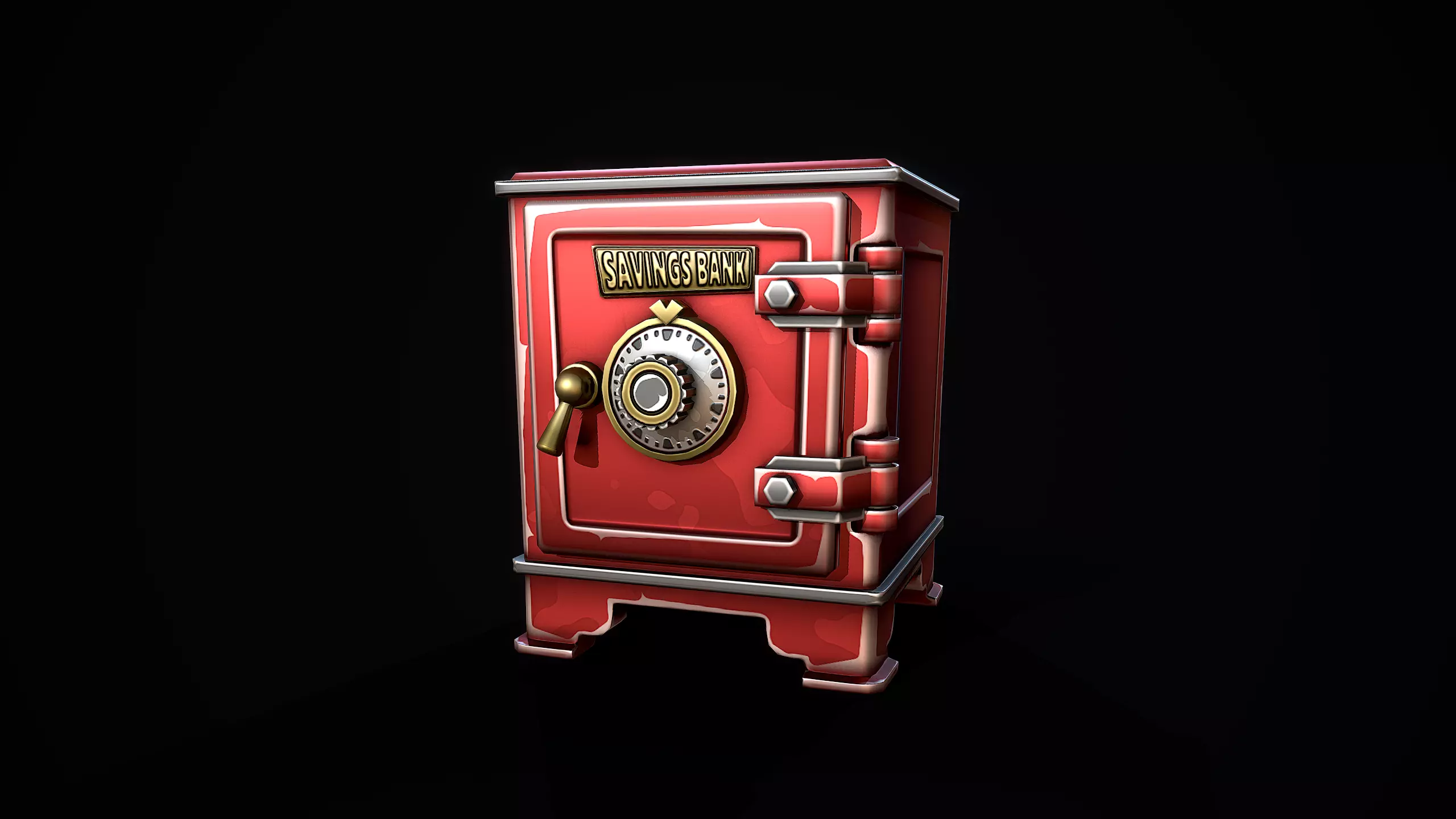 Stylized Retro Safe Low-poly 3D model_3