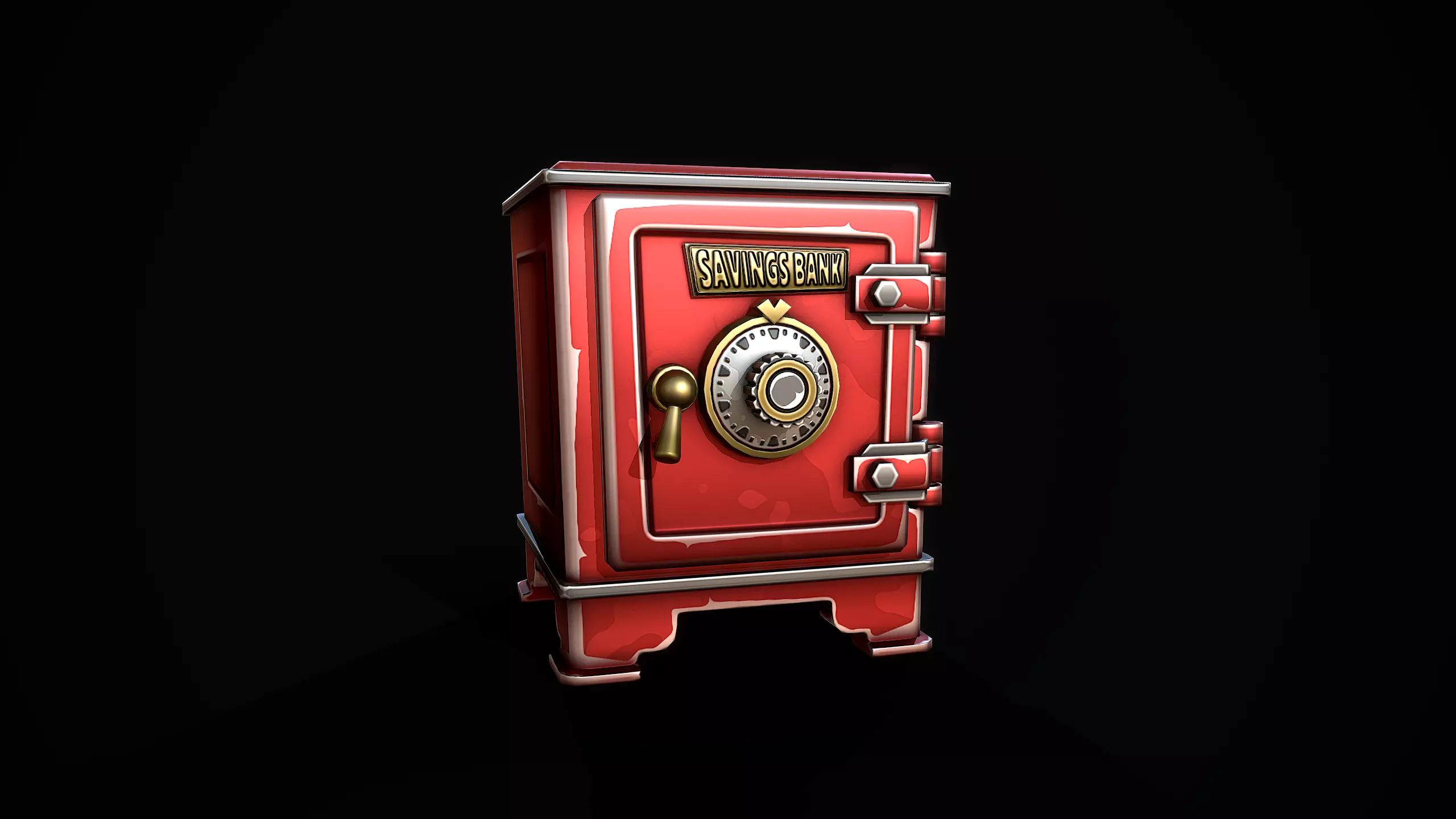 Stylized Retro Safe Low-poly 3D model_4