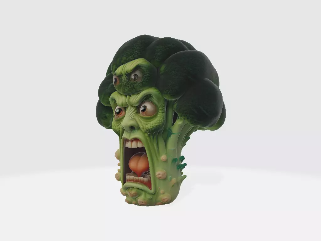Screaming Fruits Nervous Broccoli 3D print model_1