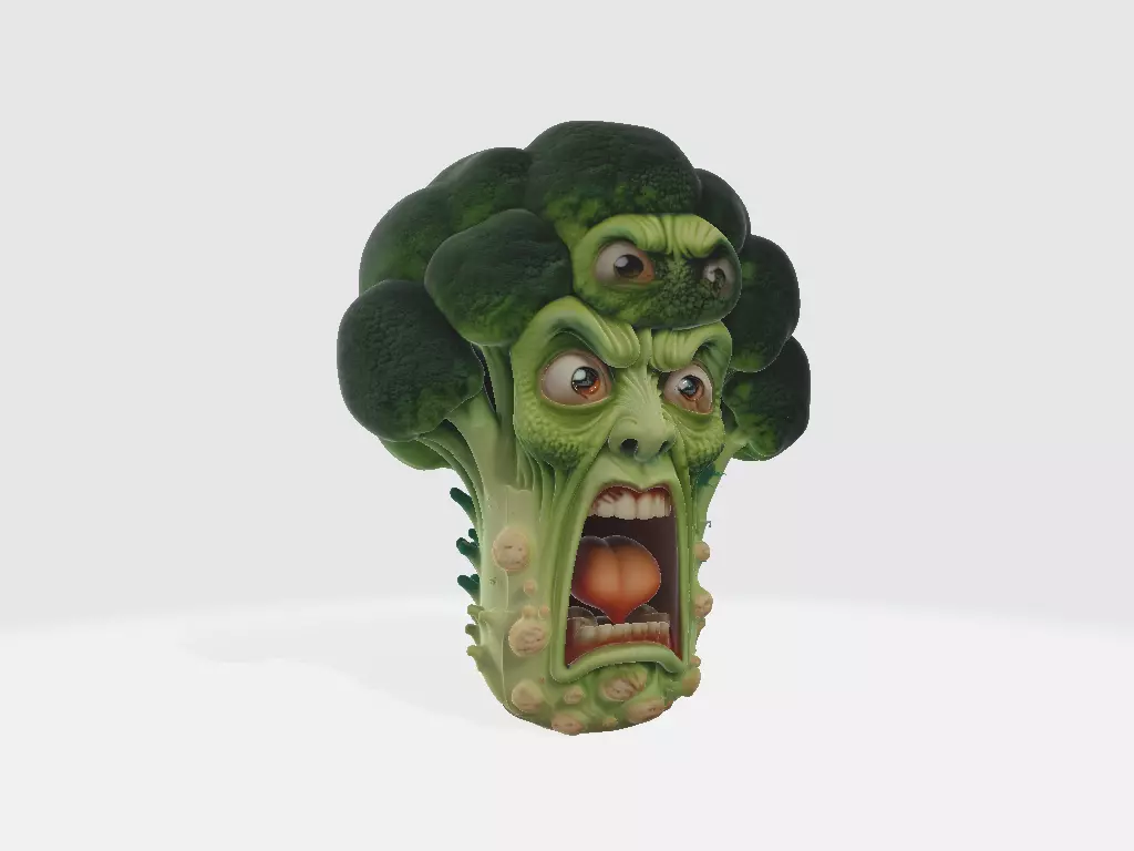 Screaming Fruits Nervous Broccoli 3D print model_0