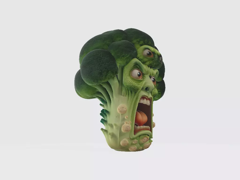 Screaming Fruits Nervous Broccoli 3D print model_4
