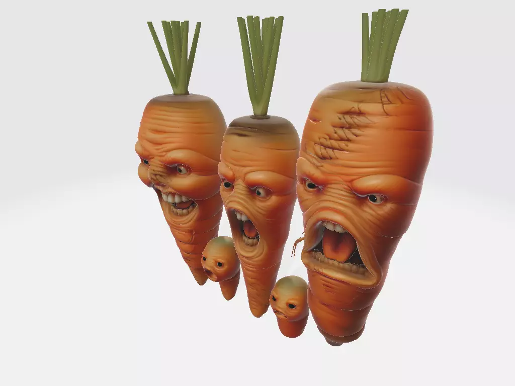 Screaming Fruits Screaming Carrot Family 3D print model_5