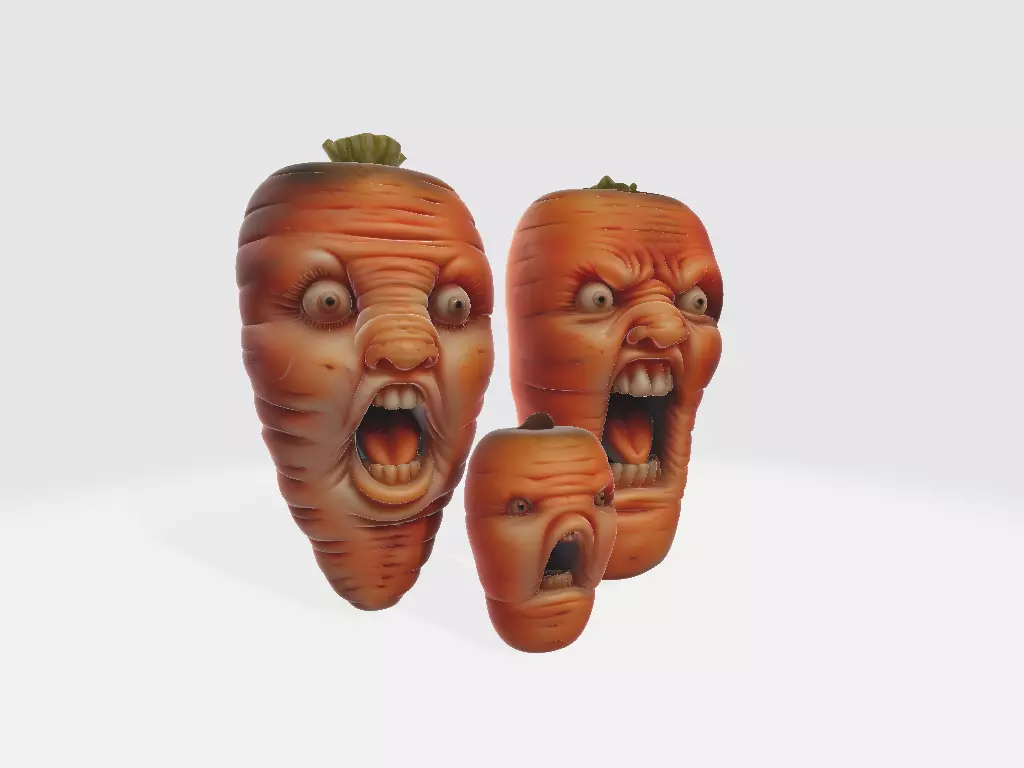 Screaming Fruits Screaming Carrot 3D print model_0