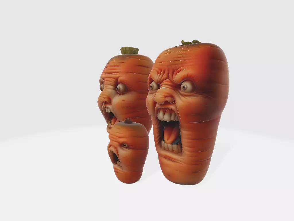 Screaming Fruits Screaming Carrot 3D print model_1