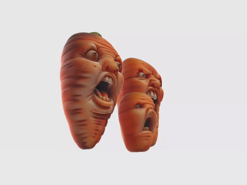 Screaming Fruits Screaming Carrot 3D print model_4