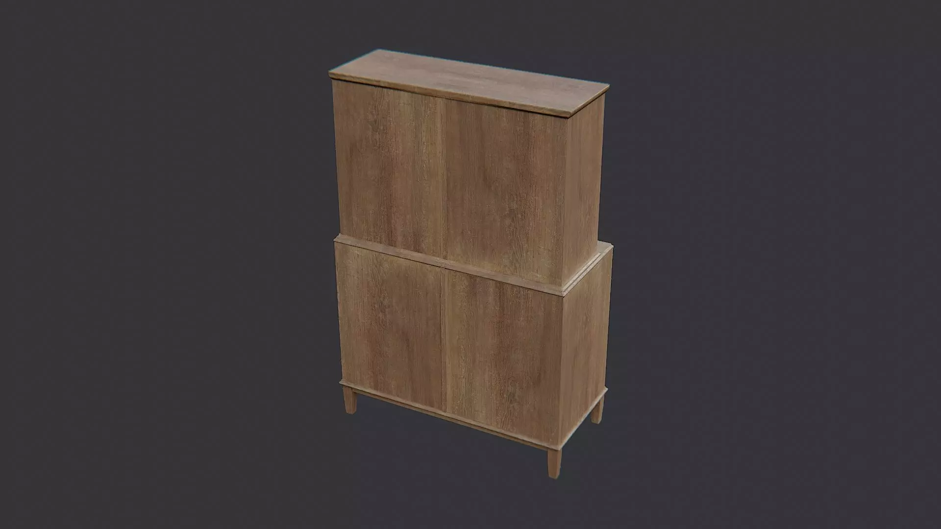 Rustic wooden cabinet with cubby shelves Low-poly 3D model_1