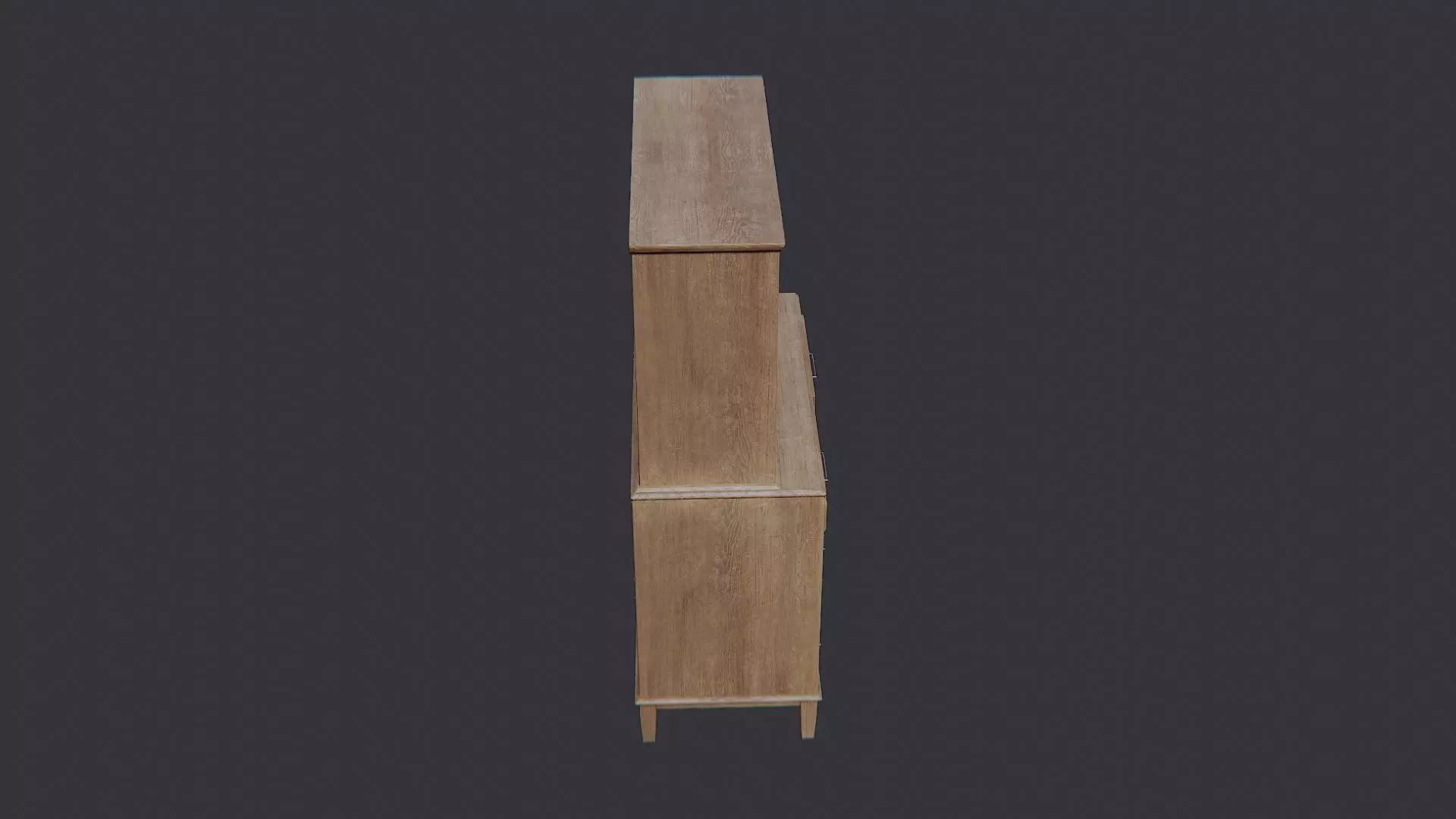Rustic wooden cabinet with cubby shelves Low-poly 3D model_0