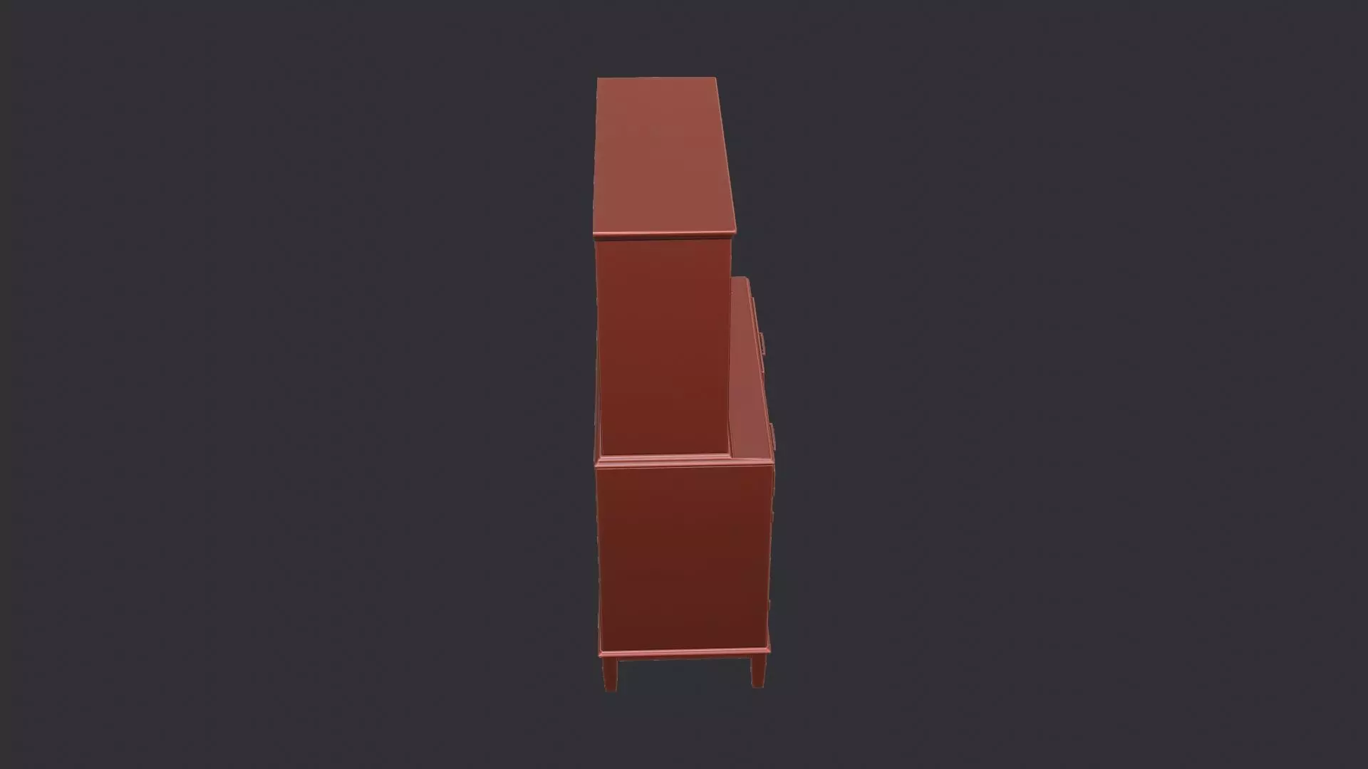 Rustic wooden cabinet with cubby shelves Low-poly 3D model_6