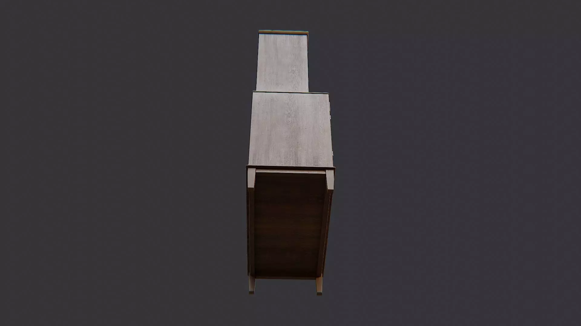 Rustic wooden cabinet with cubby shelves Low-poly 3D model_5