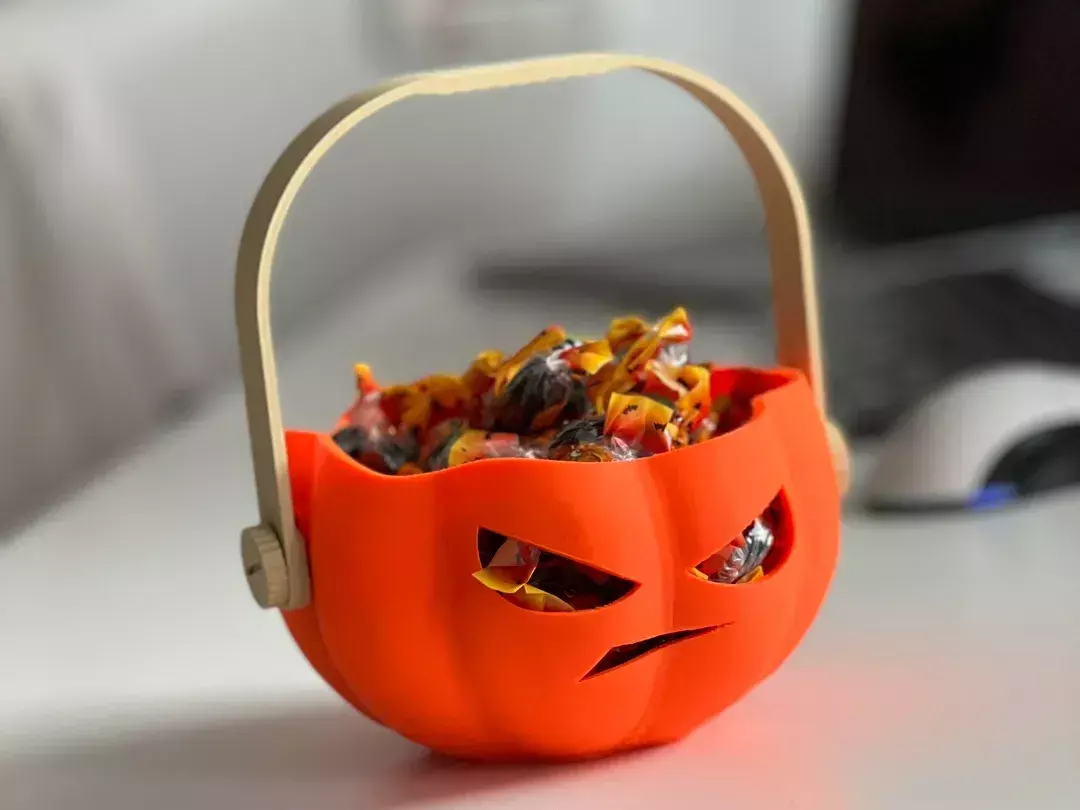 Pumpkin Candy Bucket STL 3D print model_0