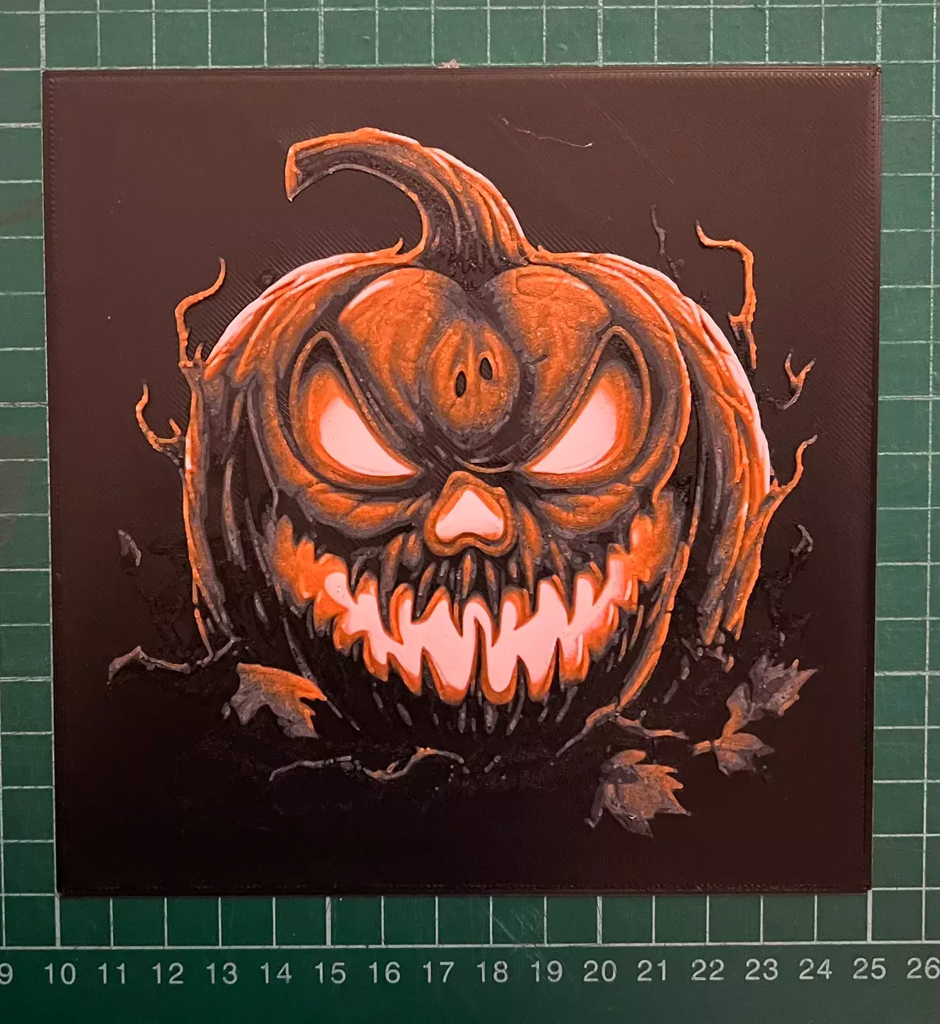 Pumpkin Horror Relief Tile 3D print model_0