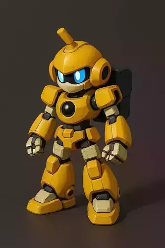 Yellow Mech Bot Stylized Robot 3D Model 3D model