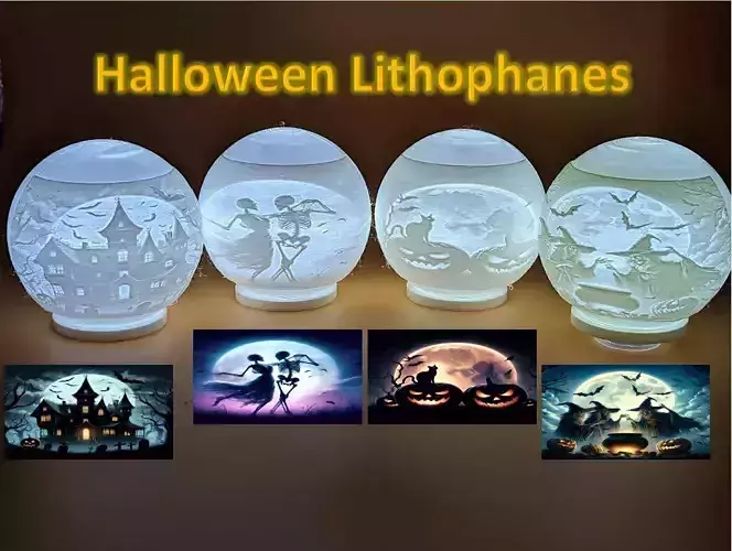 Halloween Globe Lithophane STL Set  3D print model