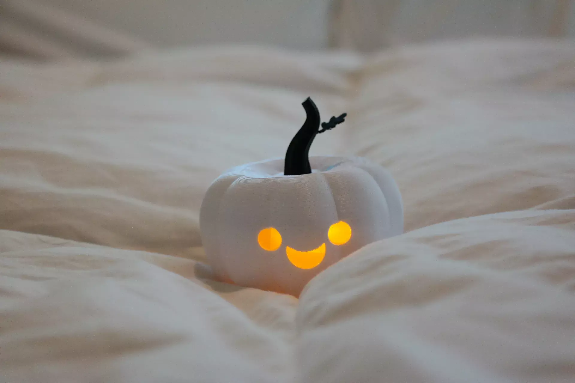 Kawaii Pumpkin Tea Light Lamp STL 3D print model_0