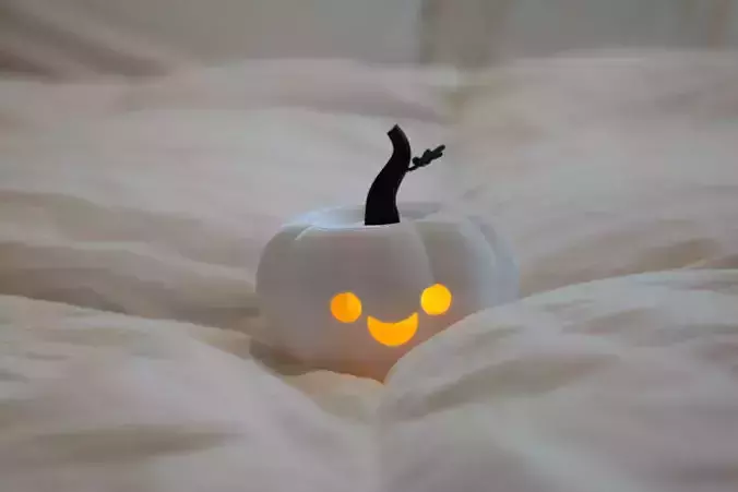Kawaii Pumpkin Tea Light Lamp STL 3D print model Kawaii Pumpkin Tea Light Lamp STL 3D print model