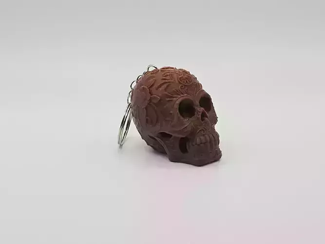 Sugar Skull Keychain STL  3D print model