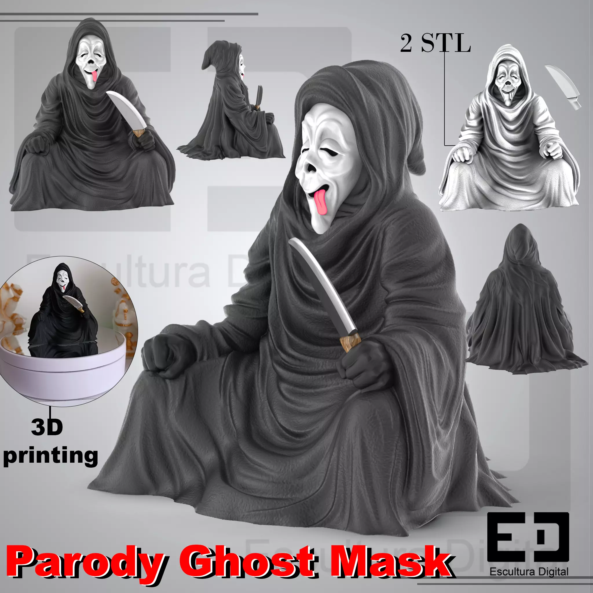 Parody Ghost Mask - Scary Movie 3D print model_5