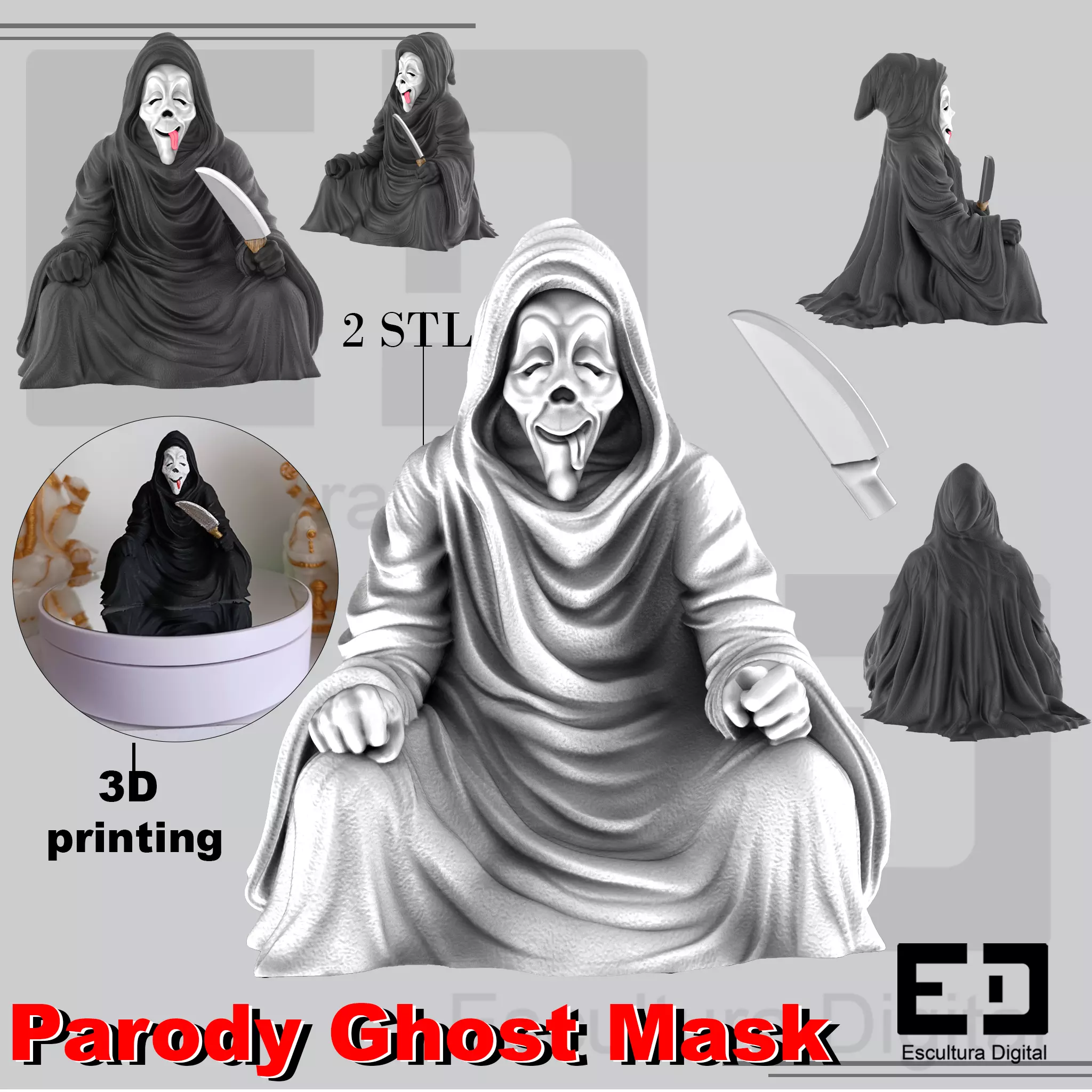 Parody Ghost Mask - Scary Movie 3D print model_7