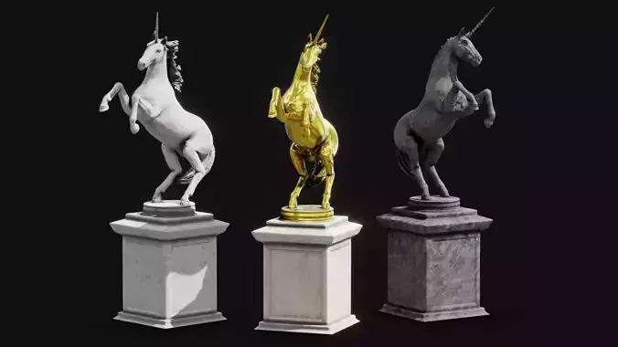 Unicorn Statues Low-poly 3D model