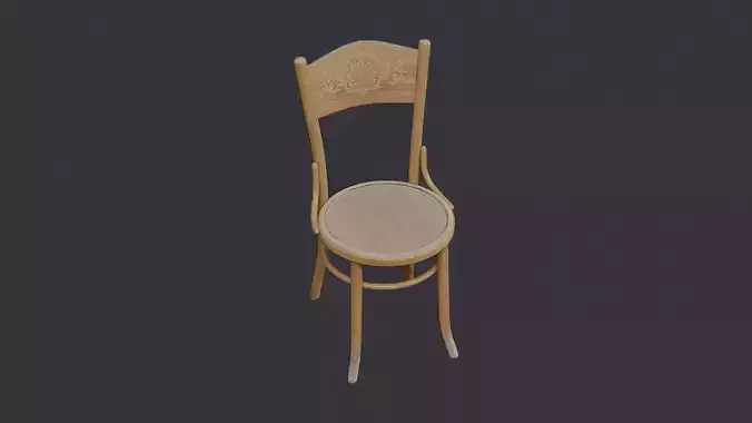 Wooden Dining Chair with Carved Backrest