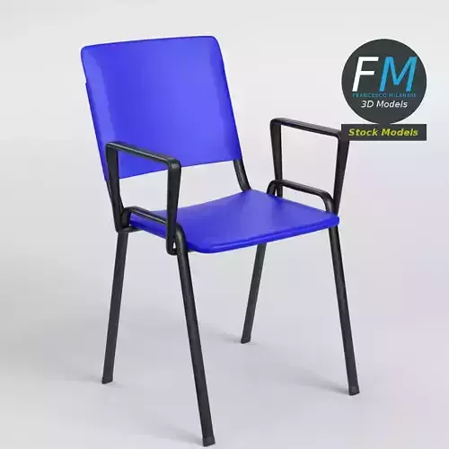 Conference plastic chair with metal frame