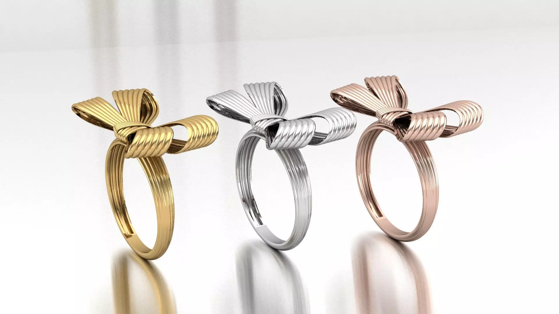 Bow tie ring 3D print model_8