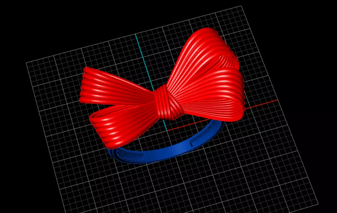 Bow tie ring 3D print model_12