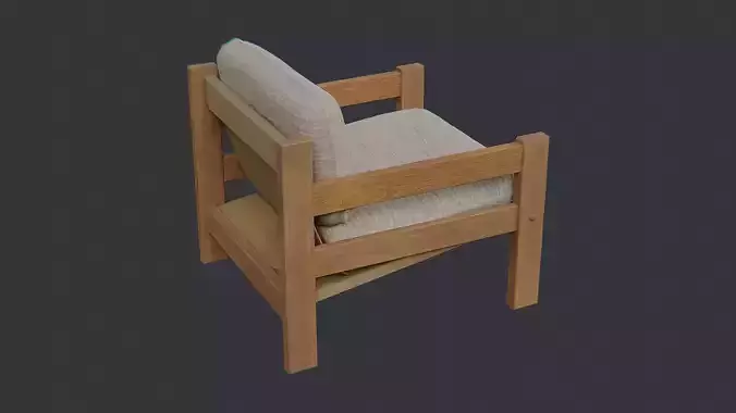 Wooden lounge chair with fabric cushion
