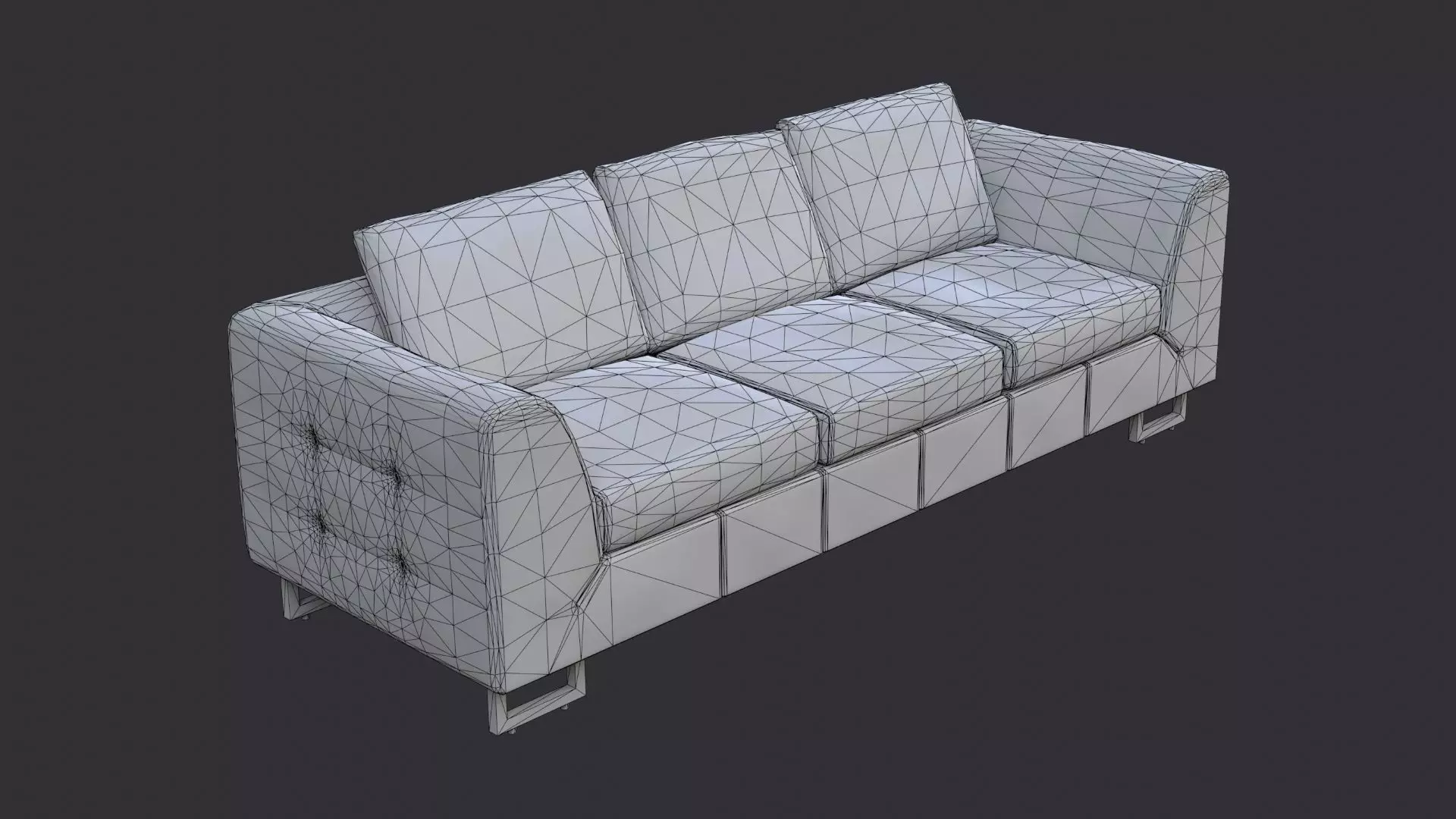 Modern three-seat sofa Low-poly 3D model_7