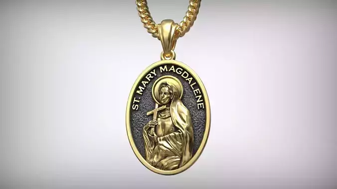 Saint Mary Magdalene Oval Medallion Christian Pendant 