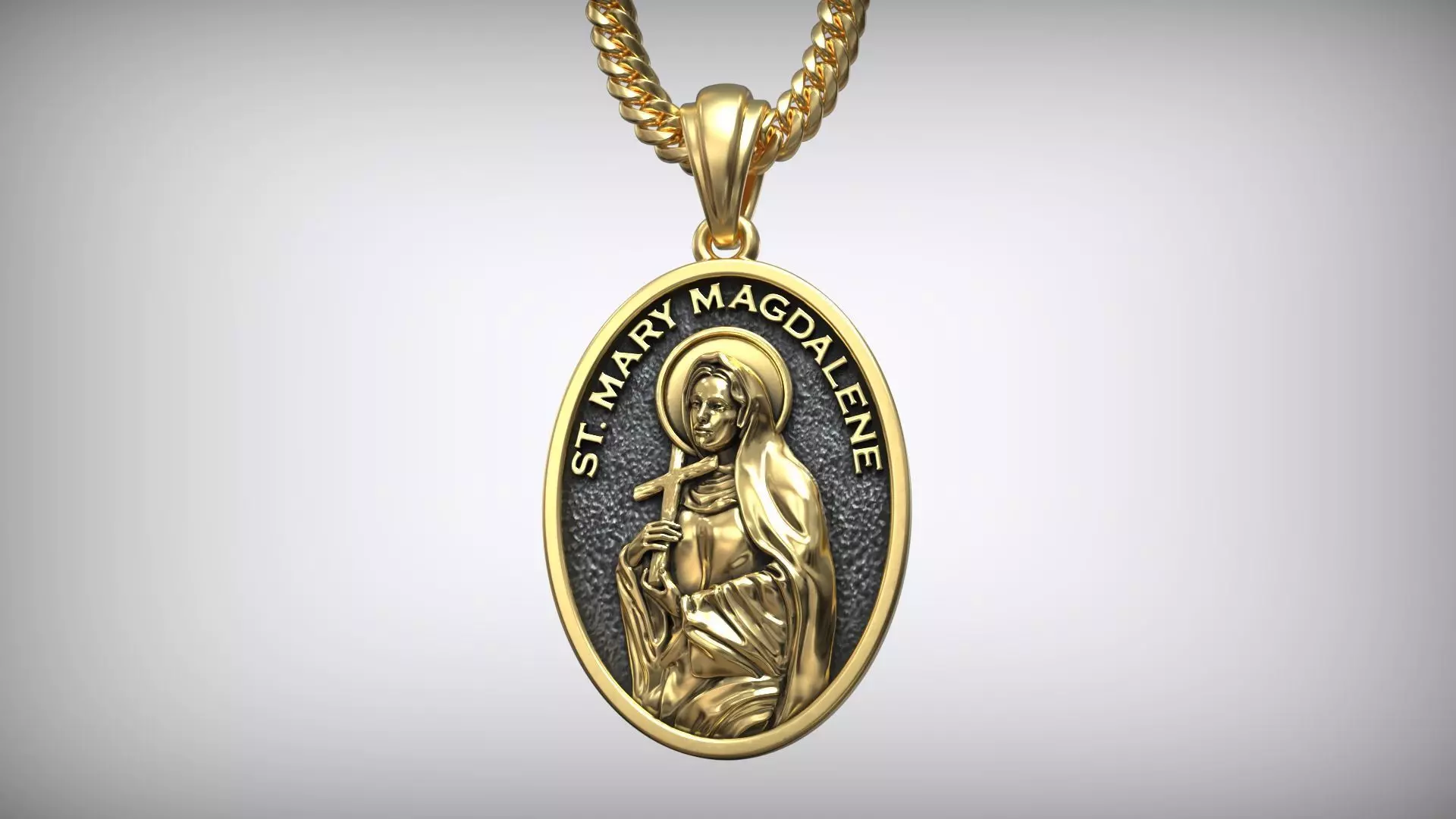 Saint Mary Magdalene Oval Medallion Christian Pendant 3D print model