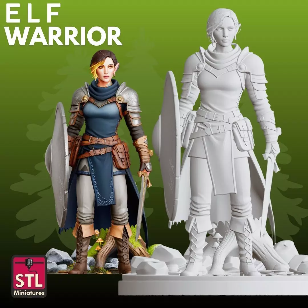 Elf Warrior STL Fantasy 3D Model 3D print model_1