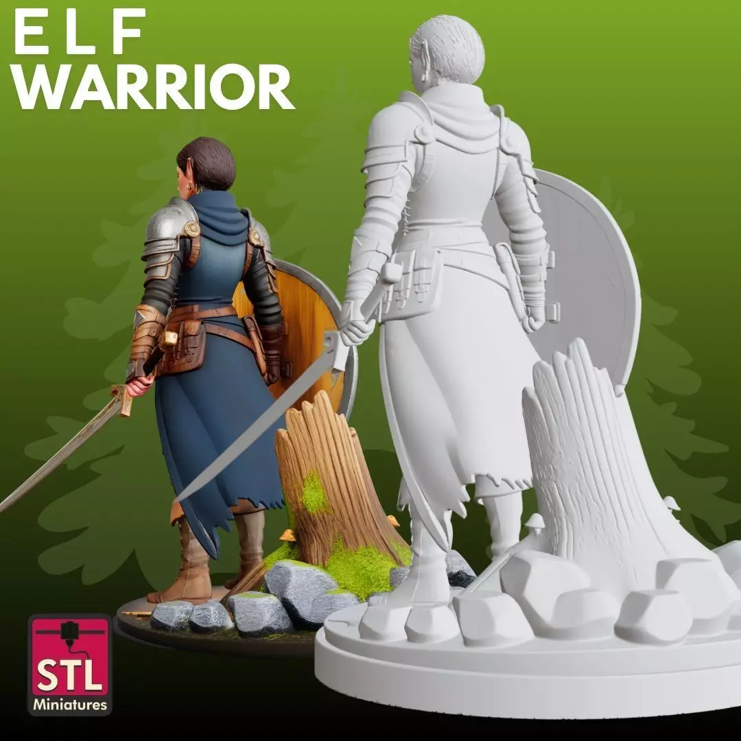 Elf Warrior STL Fantasy 3D Model 3D print model_2