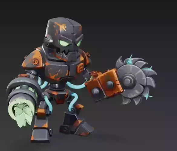 Chibi Combat Mech  Industrial Saw Blade Destroyer