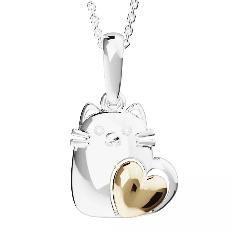 Cat with Heart 3D print model_0