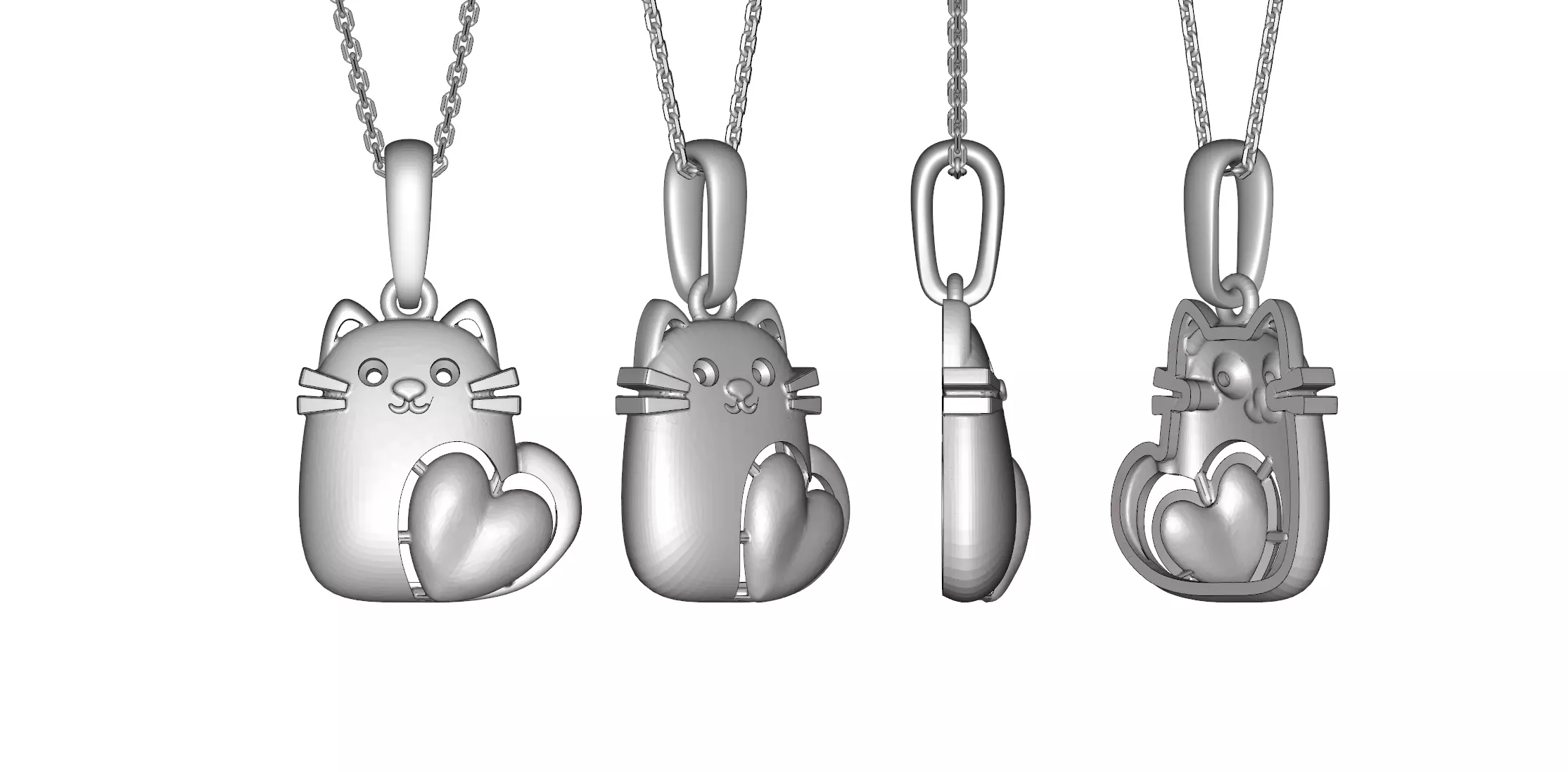 Cat with Heart 3D print model_3