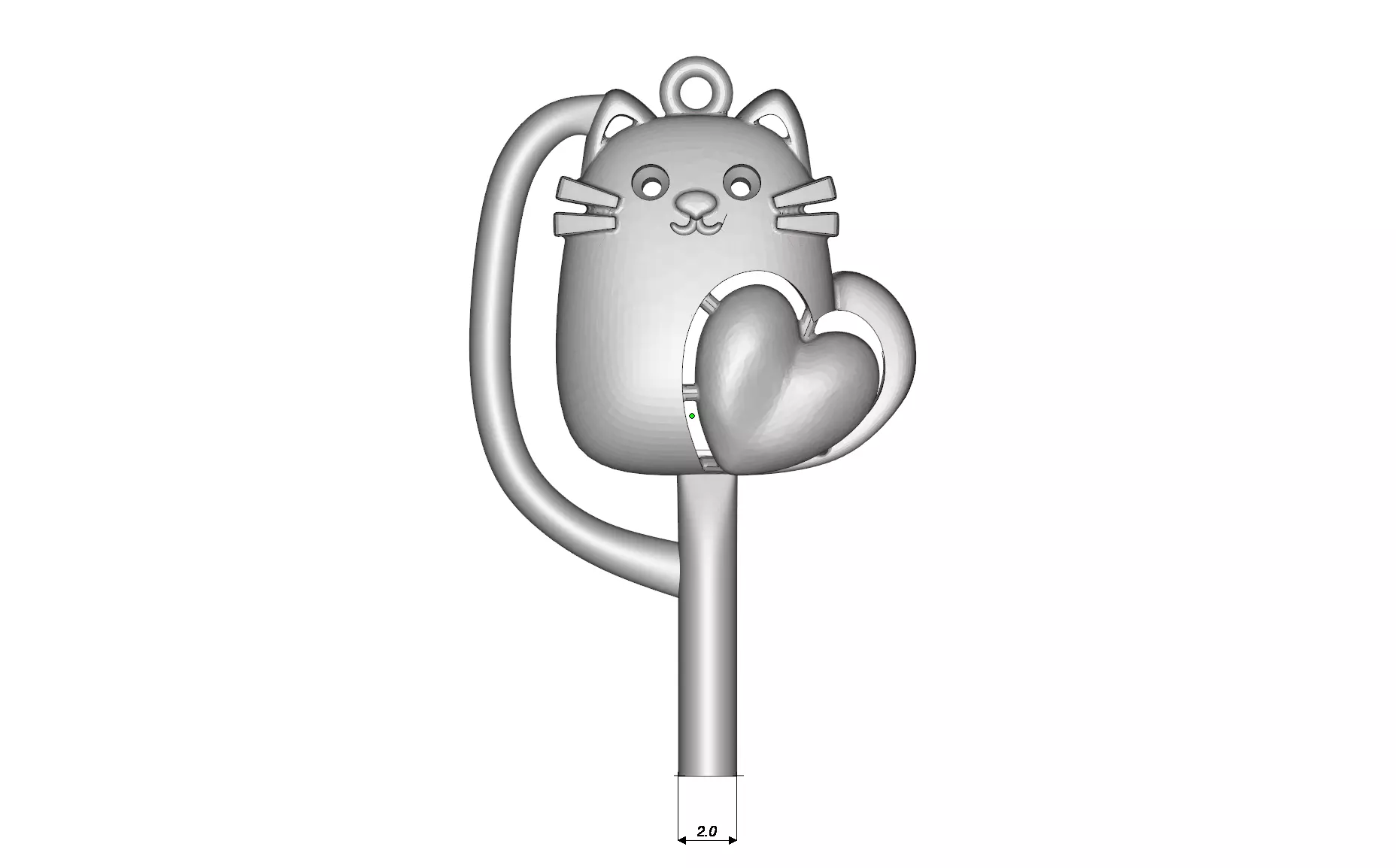 Cat with Heart 3D print model_1