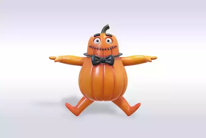 Cheerful Pumpkin CuteHalloween Character 3D model