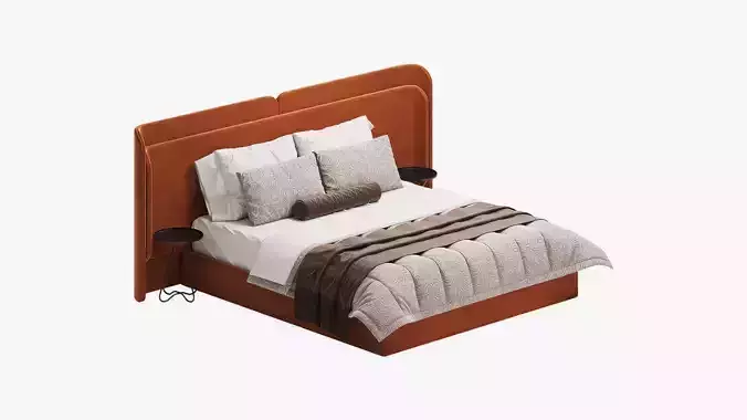 Bed with curved headboard