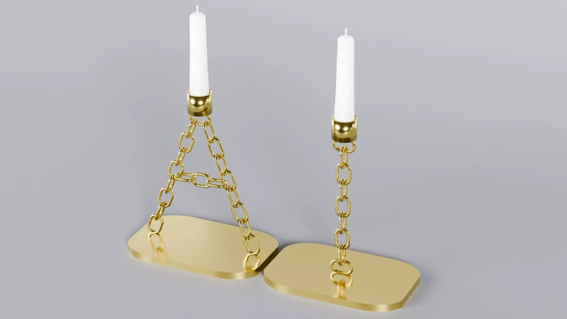 Alphabet AI Chain Gold Candleholder 3D Model True 4K PBR Render Low-poly 3D model_1
